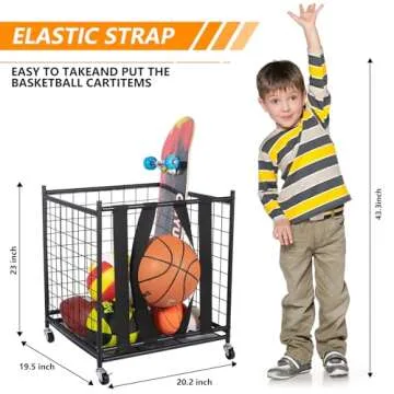 Oududianzi Rolling Sports Ball Storage Organizer for Families