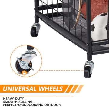 Oududianzi Rolling Sports Ball Storage Organizer for Families
