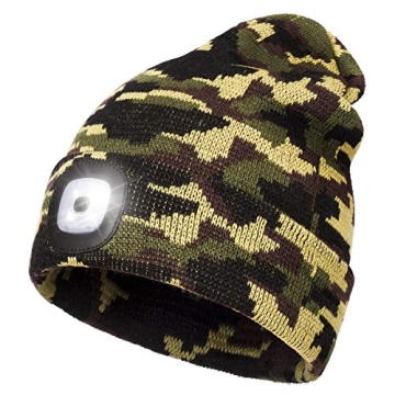 YunTuo LED Beanie with The Light, Unisex USB Rechargeable Headlamp Hat Winter Knitted Night Lighted ...