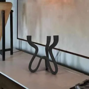 Triple Candle Holder Candelabra - Cast Iron Metal Taper Candlestick Stand with Matte Black Finish - Elegant Wedding Centerpiece for Home, Dining, Event Decor