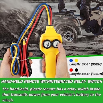 Zostera 2000lb Winch for ATV,Small Electric Winch 12V with Steel Cable,ATV Winch with Wired Manual Remote Control Switch,IP65 Waterproof,with Mounting Plate,with Roller Fairlead&Hook