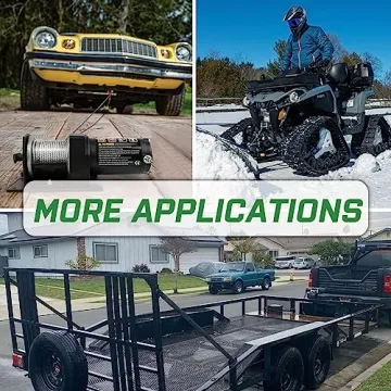 Zostera 2000lb Winch for ATV,Small Electric Winch 12V with Steel Cable,ATV Winch with Wired Manual Remote Control Switch,IP65 Waterproof,with Mounting Plate,with Roller Fairlead&Hook