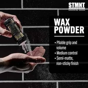 STMNT Grooming Goods Wax Powder, 0.53 oz | Semi-Matte Finish | Added Grip and Volume | Medium Control | Easy To Wash Out | Fuller Feeling Hair