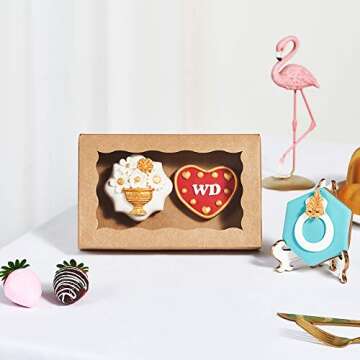 RomanticBaking 50 Pack Auto-Popup Cookies Boxes - 7" x 4 3/8" x 1 1/2" Pastry, Macaron, Hot Chocolate Bombs, Donut, Brownie & Cakesicle Boxes