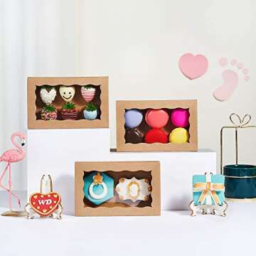 RomanticBaking 50 Pack Auto-Popup Cookies Boxes - 7" x 4 3/8" x 1 1/2" Pastry, Macaron, Hot Chocolate Bombs, Donut, Brownie & Cakesicle Boxes