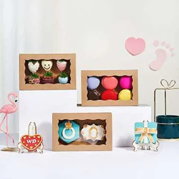 RomanticBaking 50 Pack Auto-Popup Cookies Boxes - 7" x 4 3/8" x 1 1/2" Pastry, Macaron, Hot Chocolate Bombs, Donut, Brownie & Cakesicle Boxes