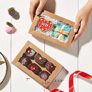 RomanticBaking 50 Pack Auto-Popup Cookies Boxes - 7" x 4 3/8" x 1 1/2" Pastry, Macaron, Hot Chocolate Bombs, Donut, Brownie & Cakesicle Boxes