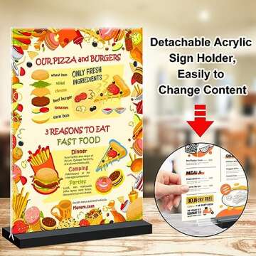 8.5 x 11 Acrylic Sign Holder - Vertical Double-Sided Table Display Holders, Clear Paper Picture Fram...
