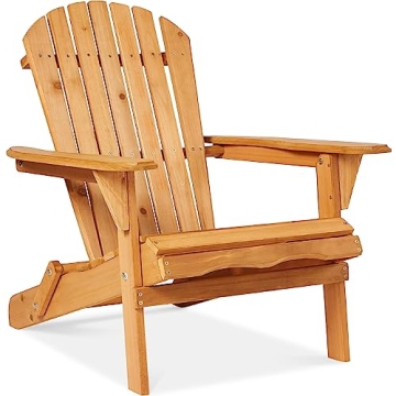 Best Choice Products Wooden Adirondack Chair – Outdoor Folding Seating for Garden, Yard, and Patio