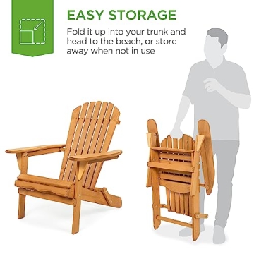 Folding Adirondack Chair for Yard and Patio - 350lb Capacity