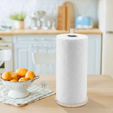 WORHE Paper Towel Holder Countertop Clear Acrylic 5.9" Diameter Thickening Sturdy Base,for Kitchen Bathroom, Paper Towel Dispenser for Tear Tissue Roll 1 Pack (YGC001)