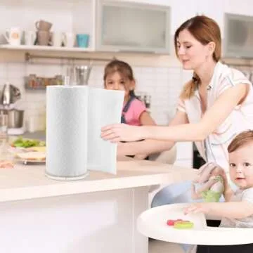 WORHE Paper Towel Holder Countertop Clear Acrylic 5.9" Diameter Thickening Sturdy Base,for Kitchen Bathroom, Paper Towel Dispenser for Tear Tissue Roll 1 Pack (YGC001)