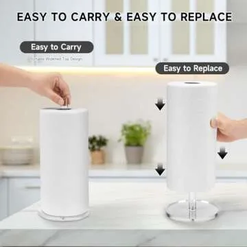 WORHE Paper Towel Holder Countertop Clear Acrylic 5.9" Diameter Thickening Sturdy Base,for Kitchen Bathroom, Paper Towel Dispenser for Tear Tissue Roll 1 Pack (YGC001)