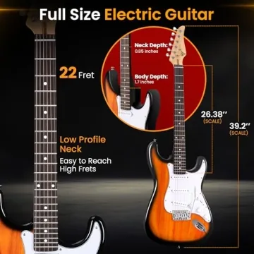 Pyle Electric Guitar Kit with 5W Amp & Accessories