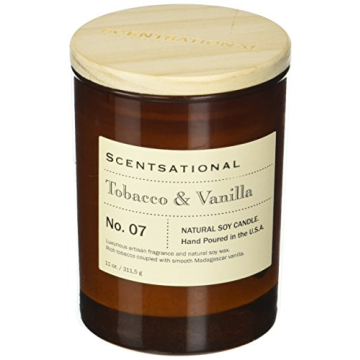 Scentsational Apothecary-Tobacco & Vanilla Candle, Medium, Amber, 11 Ounce