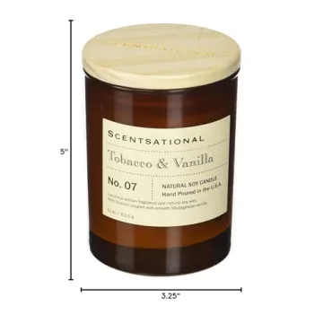 Scentsational Apothecary-Tobacco & Vanilla Candle, Medium, Amber, 11 Ounce