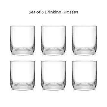 JoyJolt Faye Crystal Whiskey Glasses. Lowball Glasses Set of 6, 10oz Short Glass Tumbler - Double Ol...
