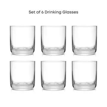 JoyJolt Faye Crystal Whiskey Glasses. Lowball Glasses Set of 6, 10oz Short Glass Tumbler - Double Ol...