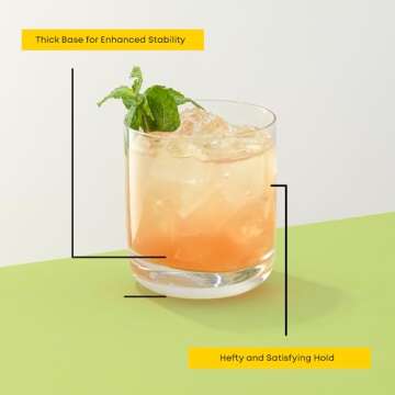 JoyJolt Faye Crystal Whiskey Glasses. Lowball Glasses Set of 6, 10oz Short Glass Tumbler - Double Old Fashioned Rocks Glass for Scotch or Bourbon Dishwasher Safe Glassware.