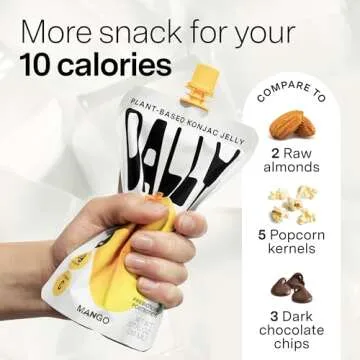Dally Mango Drinkable Konjac Jelly - (10 Pack) Jelly Fruit Snack with 10 Calories, Zero Sugar - Supports Skin, Immune Health, and Weight Management