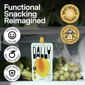 Dally Mango Drinkable Konjac Jelly - (10 Pack) Jelly Fruit Snack with 10 Calories, Zero Sugar - Supports Skin, Immune Health, and Weight Management