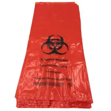 200 Bags - Hazardous Waste Chute Red Color Bag 10" x 4" x 24" for Compounding Pharmacy Powder Containment Hoods