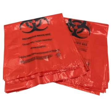 200 Bags - Hazardous Waste Chute Red Color Bag 10" x 4" x 24" for Compounding Pharmacy Powder Containment Hoods