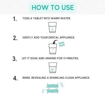 Retainer & Mouth Guard Cleaner Tablets - Mint Flavor Retainer Cleaner Tablets & Invisalign Cleaner -Denture Cleaning Tablets, Denture Cleaner, Aligners, Night Guard - Oral Dental Care FSA HSA Approved