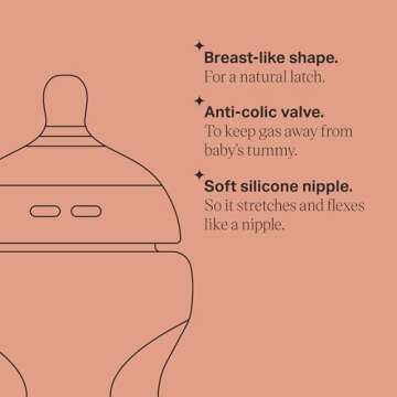 Bundle of Tommee Tippee Natural Start Baby Bottles, with Slow Flow Nipples (9oz, 4 Pack) & Natural Start Baby Bottle Nipples, Medium Flow (3 Months+), 2 Pack