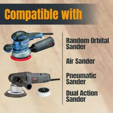 POWERTEC 6 Inch 6 Hole Sanding Discs - 80/100/120/150/220 Grit Sandpaper (20 Each, 100-Pack) Assorted 6" Hook and Loop Sanding Pads for Orbital Sander, DA Sander, Air Sander (45201XG-100)