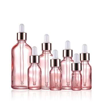 Elegant 12 Pack Pink Glass Dropper Bottles for Essential Oils