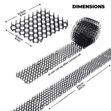 Cat Scat Spike Strips (24Pack) - Pet and Dog Deterrent Prickle Mat for Garden, Porch, Home – Effective, Non-Invasive and Safe – Easy to Install – includes 6 Garden Pegs, 12 Ties and 2 Gardening Tools