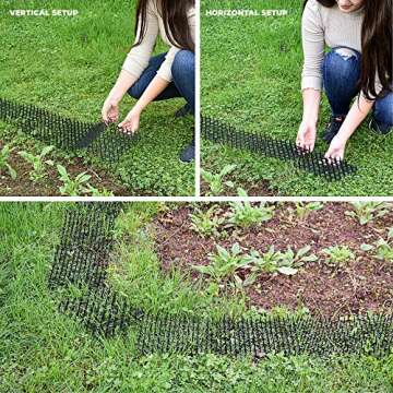 Cat Scat Spike Strips (24Pack) - Pet and Dog Deterrent Prickle Mat for Garden, Porch, Home – Effective, Non-Invasive and Safe – Easy to Install – includes 6 Garden Pegs, 12 Ties and 2 Gardening Tools