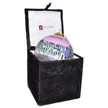 Art Studio Company - Hand Painted Christmas Ornament, Blown Glass, Hanging Tree Ornament, Holiday Decor, Hydrangeas w/Bicycle Mackinac Island, Michigan