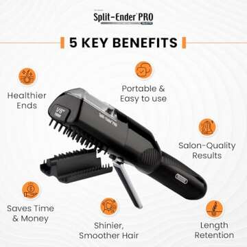 Split-Ender Pro Hair Cutter Fix Automatic Split End Remover for Treatment of Frizzy, Dry, Damaged, Colored, Broken, Curly, Straight or Bleached Hair Types, Women Beauty Hair Styling Tool - Black