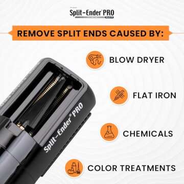 Split-Ender Pro Hair Cutter Fix Automatic Split End Remover for Treatment of Frizzy, Dry, Damaged, Colored, Broken, Curly, Straight or Bleached Hair Types, Women Beauty Hair Styling Tool - Black