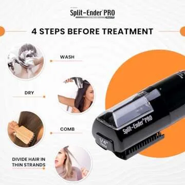 Split-Ender Pro Hair Cutter Fix Automatic Split End Remover for Treatment of Frizzy, Dry, Damaged, Colored, Broken, Curly, Straight or Bleached Hair Types, Women Beauty Hair Styling Tool - Black