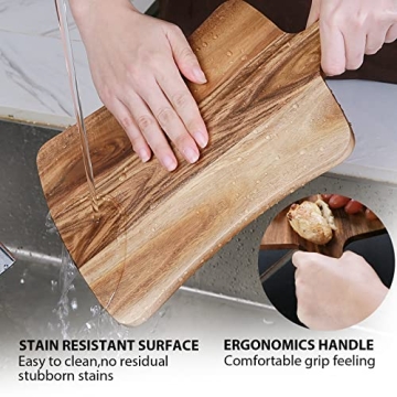 Stylish Acacia Cutting Board with Handle 14" x 8.5"
