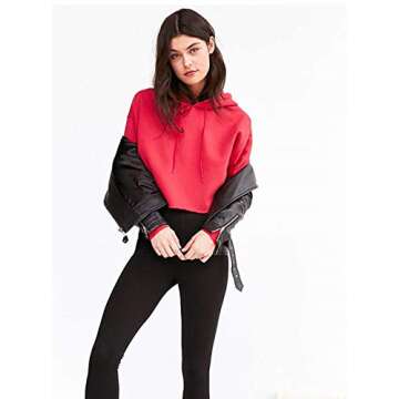 Hoodies for Women Workout Crop Top Hoodie Hooded Pullover Sweatshirt