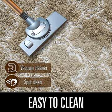 Rainlin Khaki Modern Fluffy Carpets, 7x10 Indoor Furry Area Rugs Faux Fur Alfombras Non-Skid Living Room Bedroom Rug Trellis Geometry Pattern Mats for Nursery Dining Room Kids Playroom