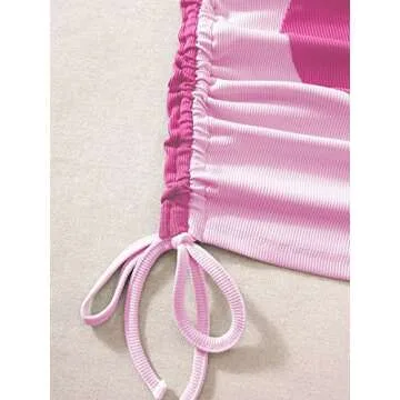 Verdusa Women's Color Block Drawstring Mini Tank Dress