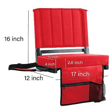 SPORT BEATS Stadium Seats with Back Support Bleacher Chairs with Back and Cushion Thick Padded Bleac...