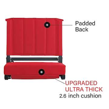 SPORT BEATS Stadium Seats with Back Support Bleacher Chairs with Back and Cushion Thick Padded Bleacher Seats Includes Shoulder Strap