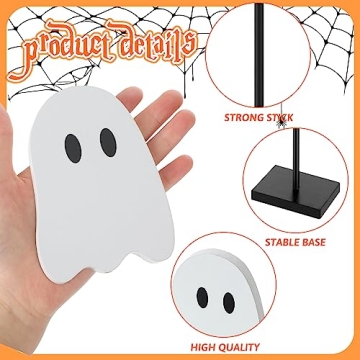 Chitidr 3 Pcs Halloween Standing Table Decor Wood Tiered Tray Table Decorations Ghost Table Centerpiece Tall Block Sign Set for Halloween Party Home (White)