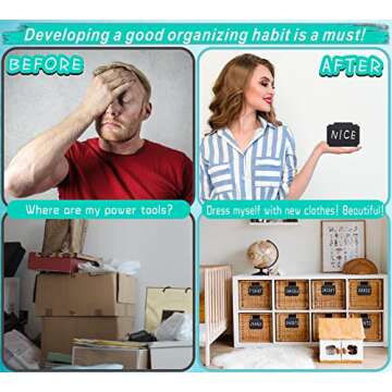 54-Piece Set of Basket Labels Clip On For Storage Bins: 20 Erasable Plastic Kitchen Pantry Labels, 32 Removable PVC Tag Stickers, 2 White Chalk Markers, For Organization Container, Jar, Shelf, Laundry