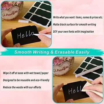 54-Piece Set of Basket Labels Clip On For Storage Bins: 20 Erasable Plastic Kitchen Pantry Labels, 32 Removable PVC Tag Stickers, 2 White Chalk Markers, For Organization Container, Jar, Shelf, Laundry