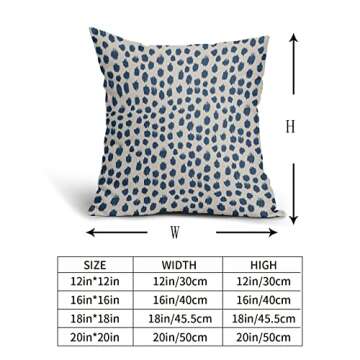 Light Blue Cream Pillow Covers 18x18 Set of 2 Boho Design Polka Dot Throw Pillows Modern Brush Strokes Print Decorative Outdoor Pillowcase Square Cushion Cover Linen Pillow Case for Sofa Couch Bed