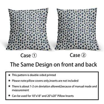 Light Blue Cream Pillow Covers 18x18 Set of 2 Boho Design Polka Dot Throw Pillows Modern Brush Strokes Print Decorative Outdoor Pillowcase Square Cushion Cover Linen Pillow Case for Sofa Couch Bed