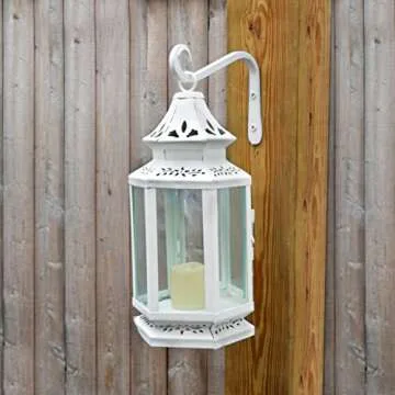 Hand Forged Wall Mounted Hook, 2-Pack, 6 Inch Curved White For Bird Feeders & Houses Planters Lanterns Wind Chimes Hanging Baskets Ornaments String Lights, As Wall Brackets & More!