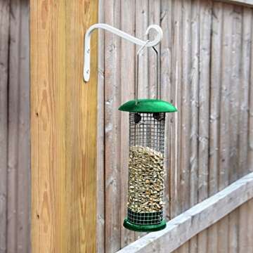 Hand Forged Wall Mounted Hook, 2-Pack, 6 Inch Curved White For Bird Feeders & Houses Planters Lanterns Wind Chimes Hanging Baskets Ornaments String Lights, As Wall Brackets & More!